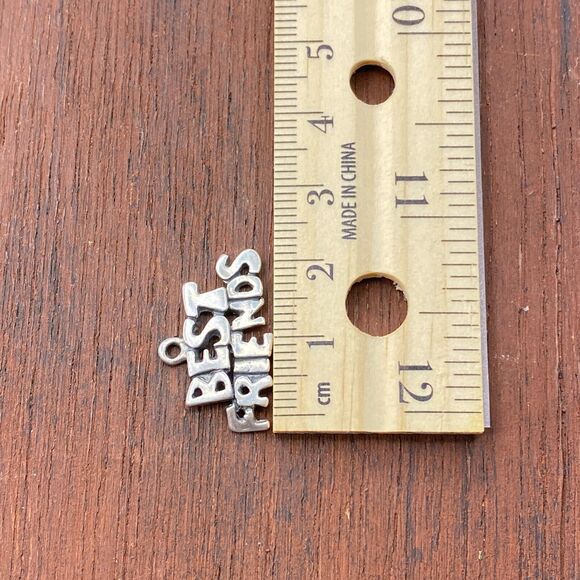Vintage SJC 925 Sterling Silver "Best Friends" Friendship Pendant Bracelet Charm - Picture 3 of 3